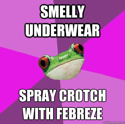 smelly underwear spray crotch with febreze  Foul Bachelorette Frog