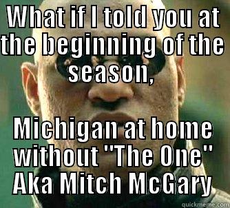 WHAT IF I TOLD YOU AT THE BEGINNING OF THE SEASON,  MICHIGAN AT HOME WITHOUT 