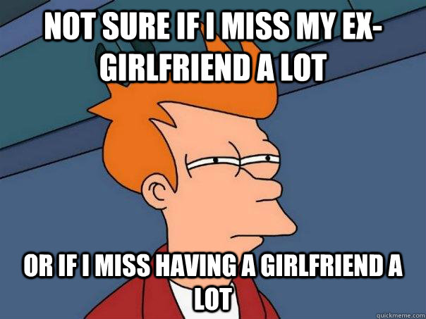 not sure if i miss my ex-girlfriend a lot or if i miss having a girlfriend a lot - not sure if i miss my ex-girlfriend a lot or if i miss having a girlfriend a lot  Futurama Fry