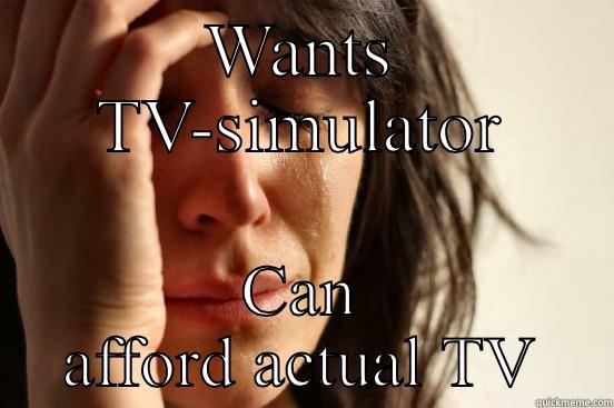 WANTS TV-SIMULATOR CAN AFFORD ACTUAL TV First World Problems