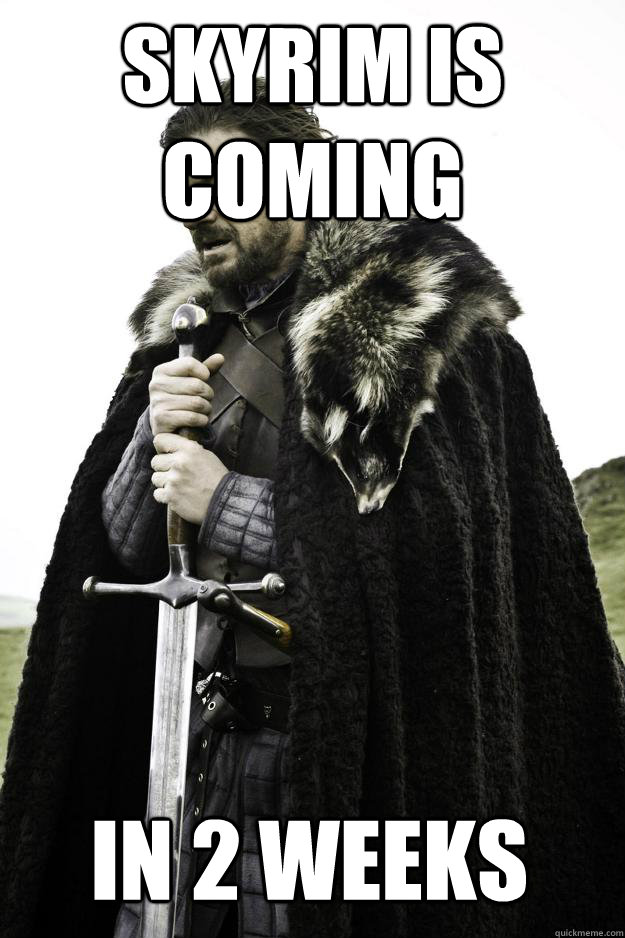 Skyrim is coming in 2 weeks  Winter is coming