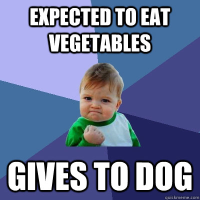 expected to eat vegetables gives to dog  Success Kid