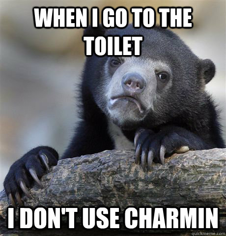 When I go to the toilet I don't use Charmin  Confession Bear