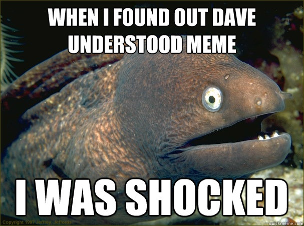 When I found out Dave understood MEME I was shocked  Bad Joke Eel