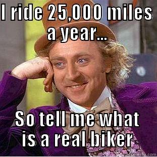 I RIDE 25,000 MILES A YEAR... SO TELL ME WHAT IS A REAL BIKER Condescending Wonka