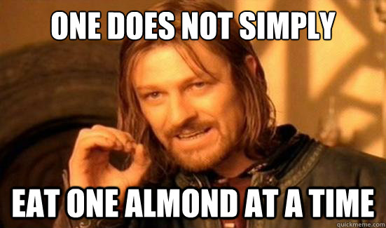 One Does Not Simply eat one almond at a time  Boromir