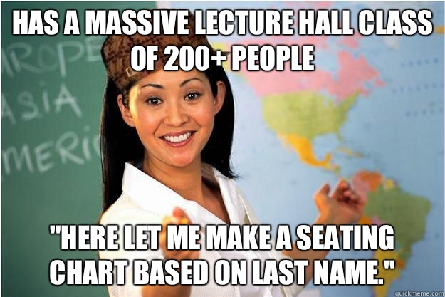 Has a massive lecture hall class of 200+ people 