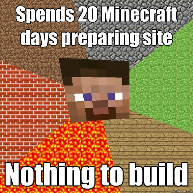 Spends 20 Minecraft days preparing site Nothing to build  Minecraft