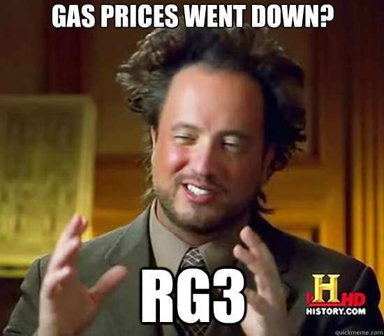 Gas prices went down? RG3  Ancient Aliens