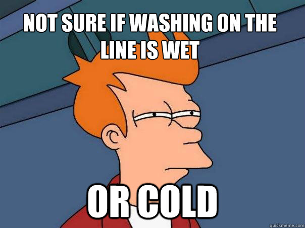 Not sure if washing on the line is wet or cold - Not sure if washing on the line is wet or cold  Futurama Fry