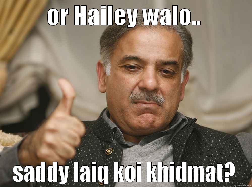 OR HAILEY WALO.. SADDY LAIQ KOI KHIDMAT? Misc