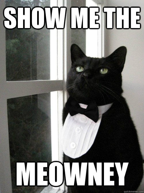 show me the meowney  One Percent Cat