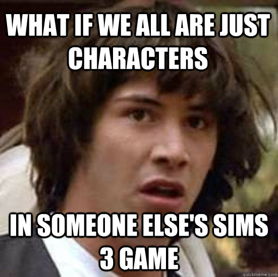 What if we all are just characters in someone else's sims 3 game  conspiracy keanu