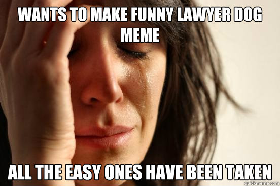 wants to make funny lawyer dog meme all the easy ones have been taken  First World Problems