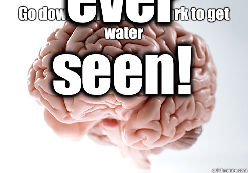 Go downstairs in the dark to get water  Hey bro, lets think about the scariest movie you've ever seen!  Scumbag Brain