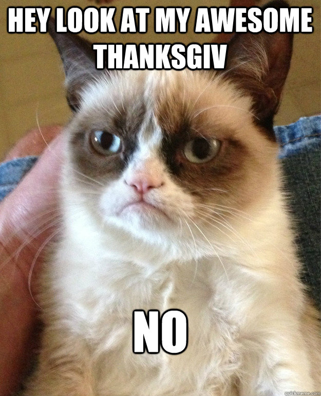 Hey look at my awesome thanksgiv no  Grumpy Cat