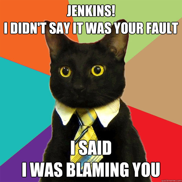 JENKINS!
I didn't say it was your fault I said 
I was blaming you  Business Cat