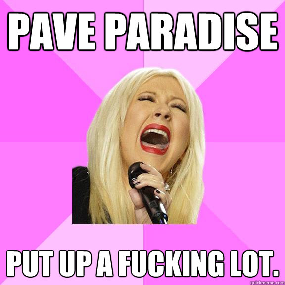 Pave Paradise Put up a fucking lot.  Wrong Lyrics Christina