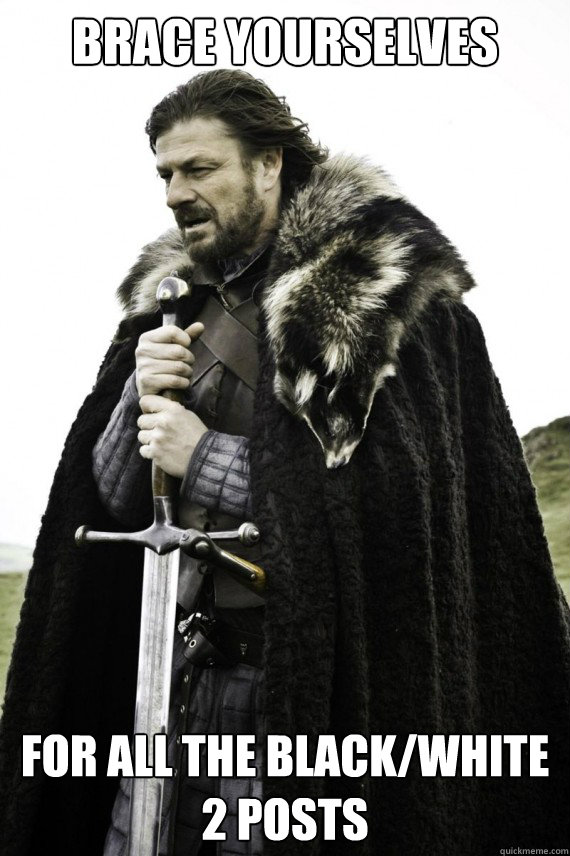 Brace yourselves For all the Black/White 2 posts  Brace yourself