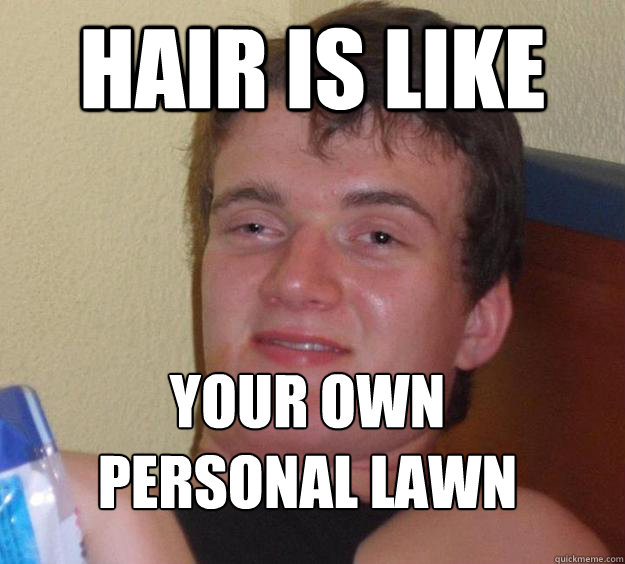 Hair is like Your own personal lawn
  10 Guy