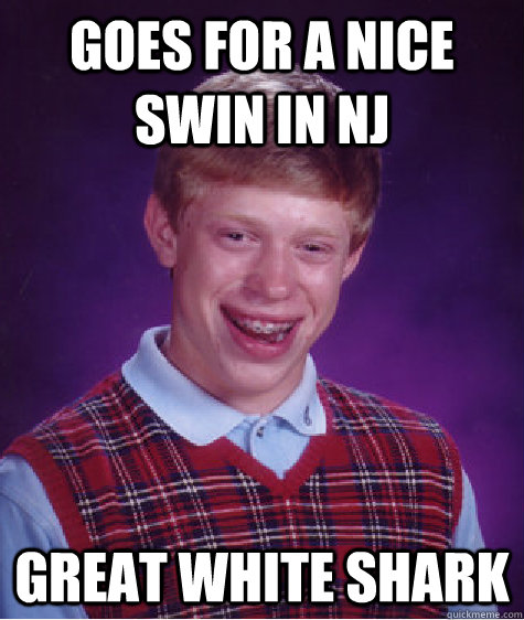 Goes for a nice swin in NJ Great white shark - Goes for a nice swin in NJ Great white shark  Bad Luck Brian