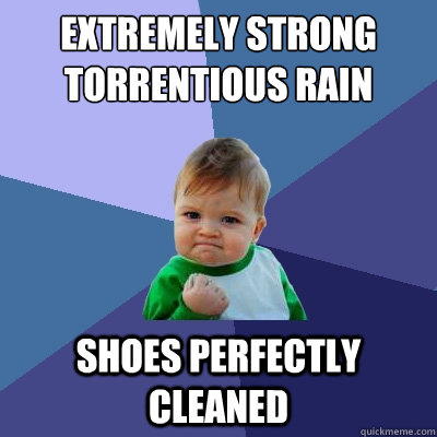 Extremely strong torrentious rain Shoes perfectly cleaned - Extremely strong torrentious rain Shoes perfectly cleaned  Success Kid