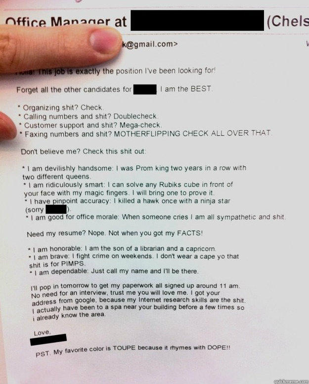 Best Resume Cover Letter Ever Submitted Quickmeme 6510