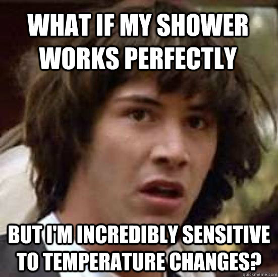 what if my shower works perfectly but i'm incredibly sensitive to temperature changes?  conspiracy keanu