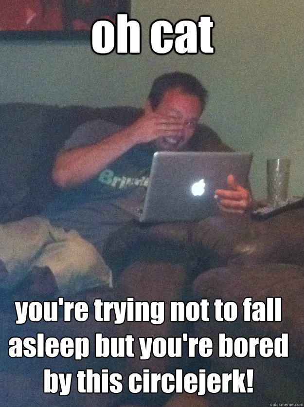 oh cat you're trying not to fall asleep but you're bored by this circlejerk!  MEME DAD