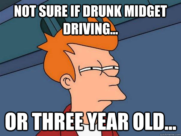 Not sure if drunk midget driving... or three year old... - Not sure if drunk midget driving... or three year old...  Futurama Fry