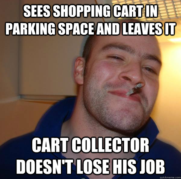 Sees shopping cart in parking space and leaves it cart collector doesn't lose his job - Sees shopping cart in parking space and leaves it cart collector doesn't lose his job  Misc