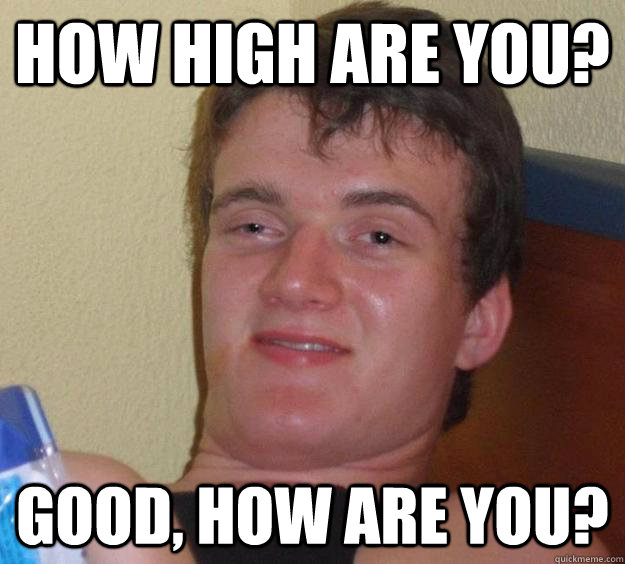 How high are you? Good, how are you?  10 Guy