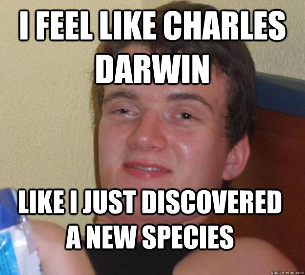 I feel like Charles Darwin Like I just discovered a new species  10 Guy