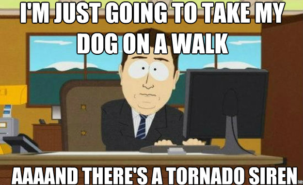 I'm just going to take my dog on a walk AAAAND there's a tornado siren - I'm just going to take my dog on a walk AAAAND there's a tornado siren  aaaand its gone