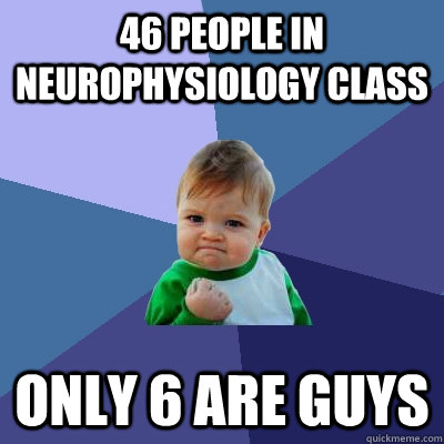 46 people in neurophysiology class only 6 are guys - 46 people in neurophysiology class only 6 are guys  Success Kid