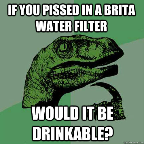 If you pissed in a brita  water filter  would it be drinkable?  Philosoraptor