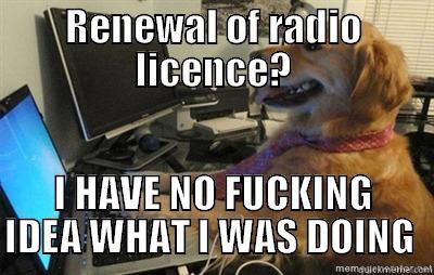 RENEWAL OF RADIO LICENCE? I HAVE NO FUCKING IDEA WHAT I WAS DOING  Misc