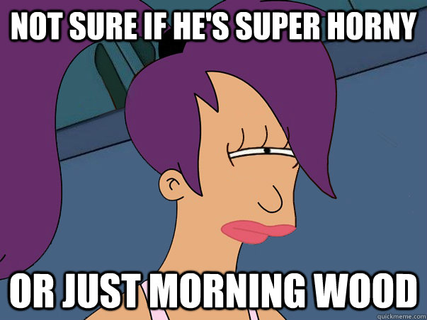 not sure if he's super horny or just morning wood  Leela Futurama