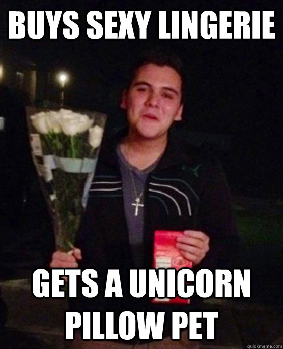 Buys sexy lingerie Gets a unicorn pillow pet  Friendzone Johnny