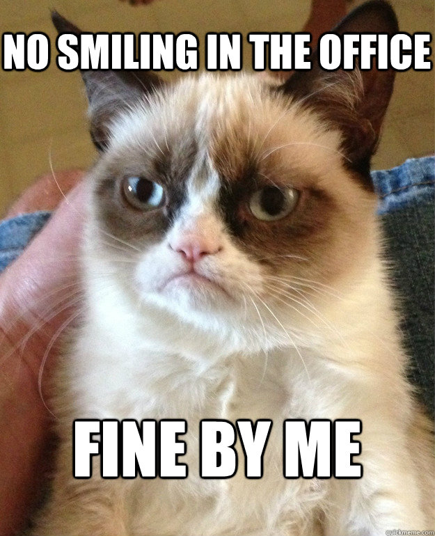 No Smiling In The Office Fine By Me  Grumpy Cat