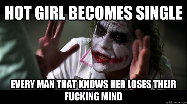 Hot girl becomes single every man that knows her loses their fucking mind  Joker Mind Loss