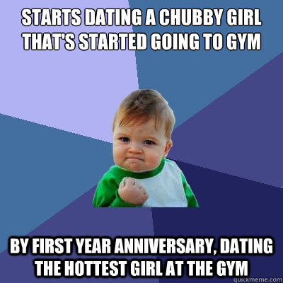 Starts Dating a chubby girl that's started going to gym By first year anniversary, dating the hottest girl at the gym  Success Kid