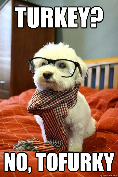 turkey? no, tofurky  Hipster Dog