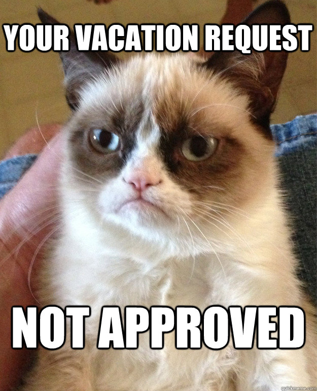 YOUR VACATION REQUEST NOT APPROVED  Grumpy Cat