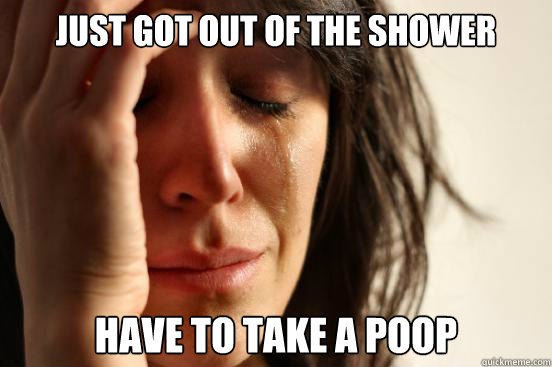 just got out of the shower have to take a poop - just got out of the shower have to take a poop  First World Problems