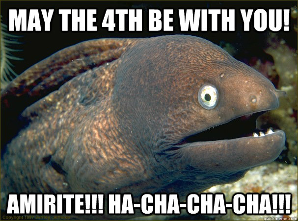 MAY THE 4TH BE WITH YOU! AMIRITE!!! HA-CHA-CHA-CHA!!!  Bad Joke Eel