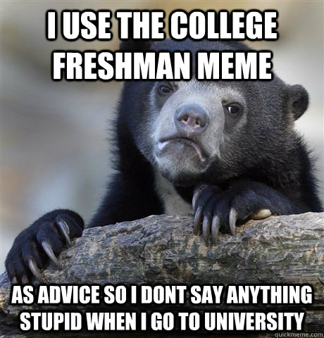 I use the college freshman meme As advice so i dont say anything stupid when i go to university  Confession Bear