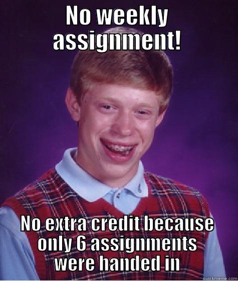 NO WEEKLY ASSIGNMENT! NO EXTRA CREDIT BECAUSE ONLY 6 ASSIGNMENTS WERE HANDED IN Bad Luck Brian