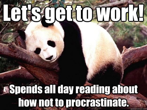 Let's get to work! Spends all day reading about how not to procrastinate.  Procrastination Panda