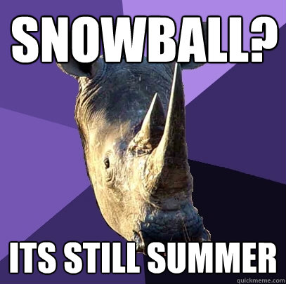 Snowball? Its still summer  Sexually Oblivious Rhino